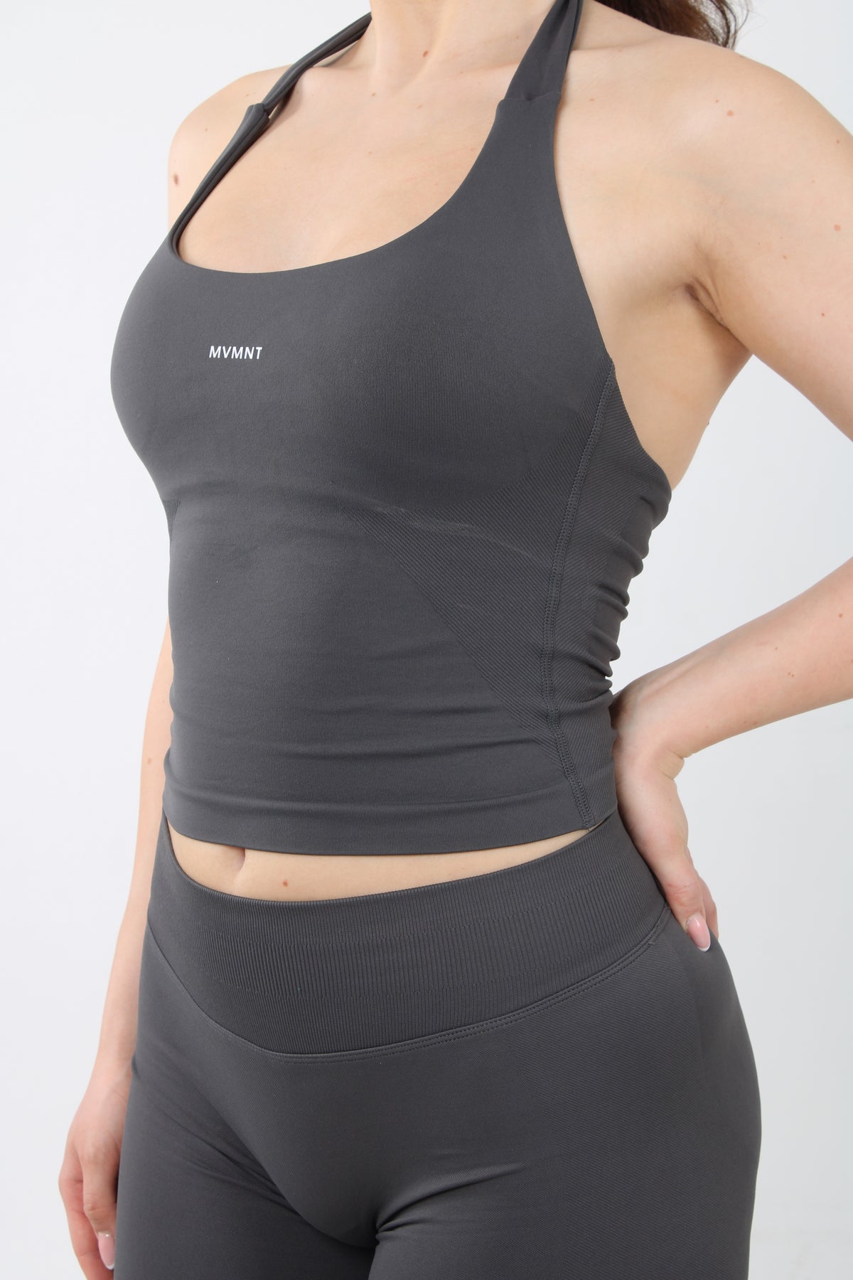 HALTERNECK TOP CHARCOAL